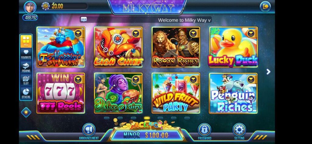Milky Way 777 casino interface